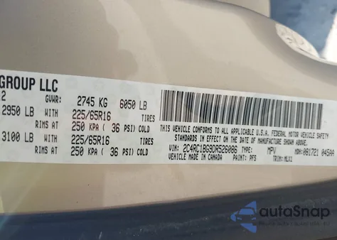 2013 Chrysler Town & Country Touring z USA, uszkodzony, nr VIN 2C4RC1BG9DR526086